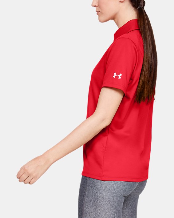 女士UA Performance Polo衫 in Red image number 2
